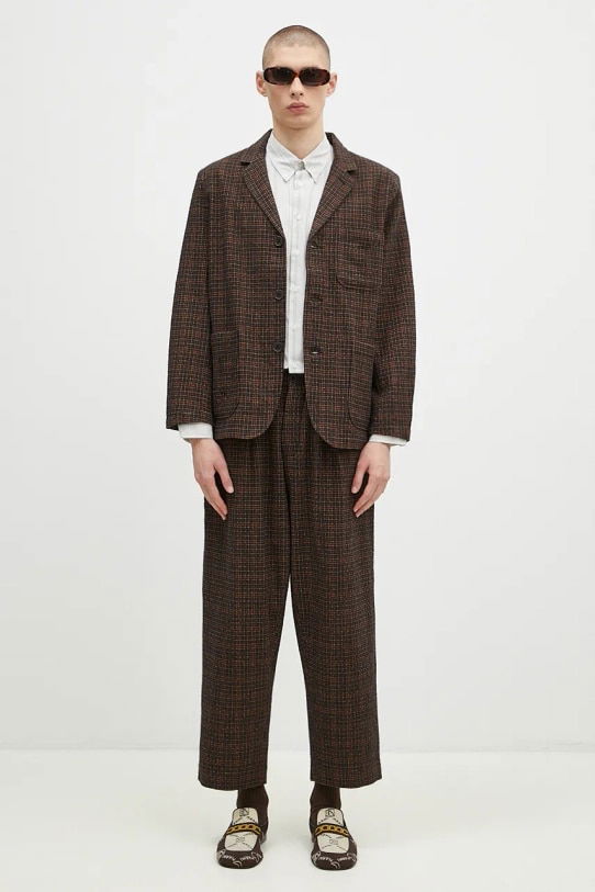 Bukser Universal Works Universal Works Checked Wool Blazer and Trousers Set Brun | 31111.BLACK, 0