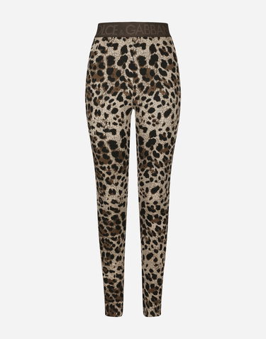 Leggings Dolce & Gabbana Jersey Leggings With Leopard Design Brun | FTCQKTFJGASS8350, 0