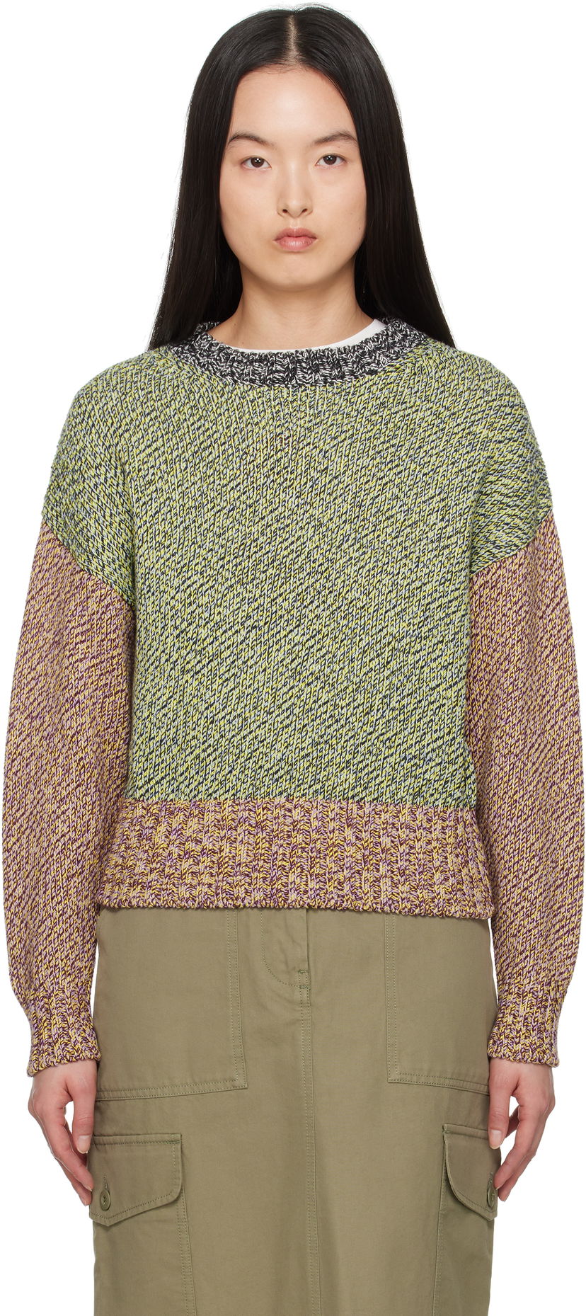 Sweater Max Mara Weekend Max Mara Lola Color-Block Knit Sweater Flerfarvet | 2515361141600