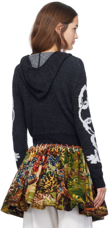 Sweater Chopova Lowena Chain Link Hooded Cardigan Sort | 5197, 2