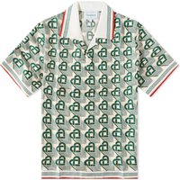 Skjorte Casablanca Heart Monogram Short Sleeve Silk Shirt Grøn | U-MF23-SH-003-05, 1