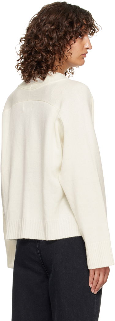 Sweater Loulou de Saison Loulou de Saison Kaia Ribbed Neckline Cardigan Hvid | KAIA LDS, 2