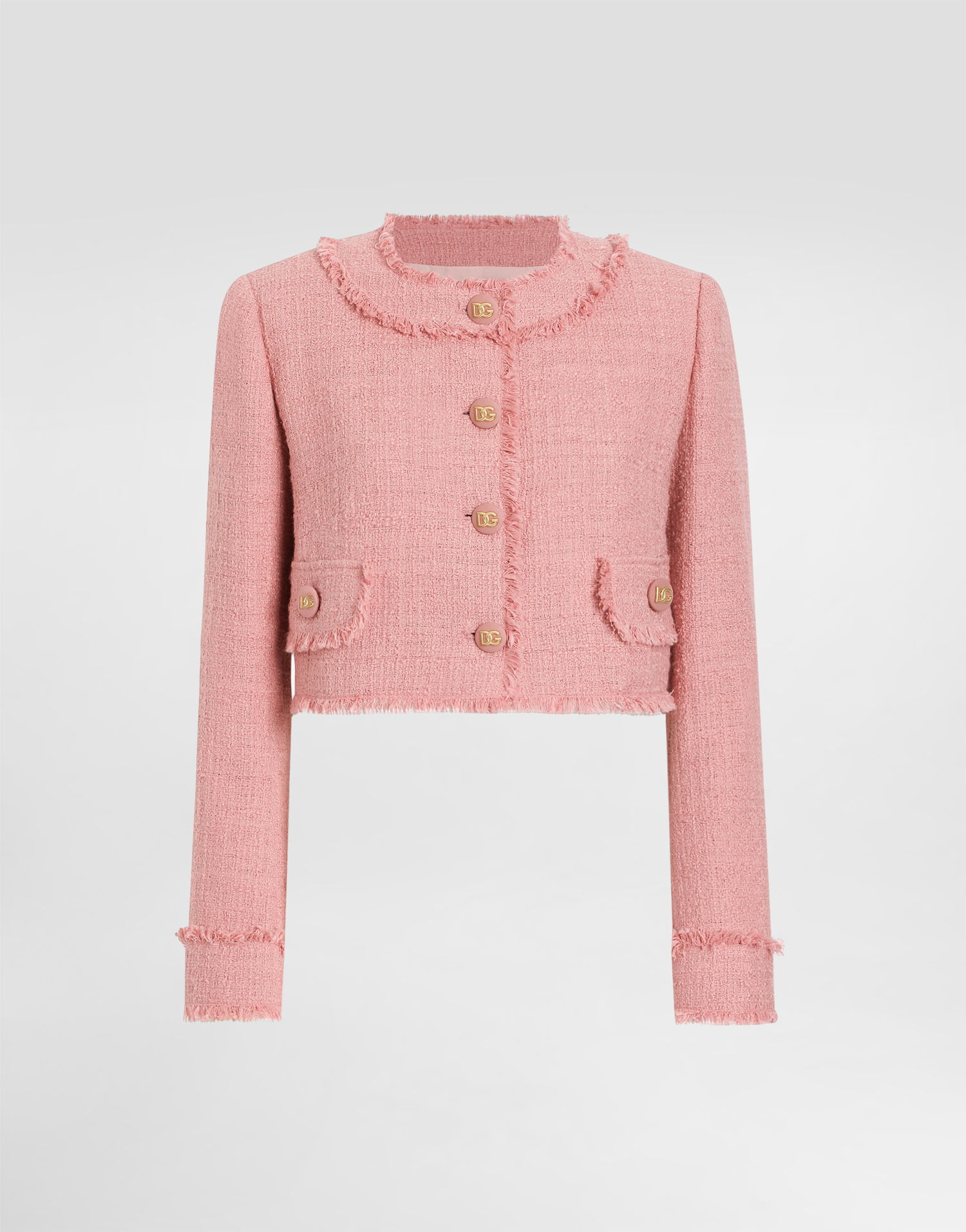 Jakke Dolce & Gabbana Dolce & Gabbana Short Raschel Tweed Jacket Lyserød | F26X8TGDCYKF0473, 0