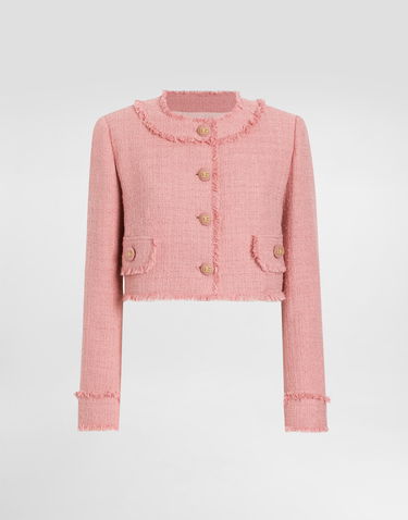 Jakke Dolce & Gabbana Dolce & Gabbana Short Raschel Tweed Jacket Lyserød | F26X8TGDCYKF0473, 0