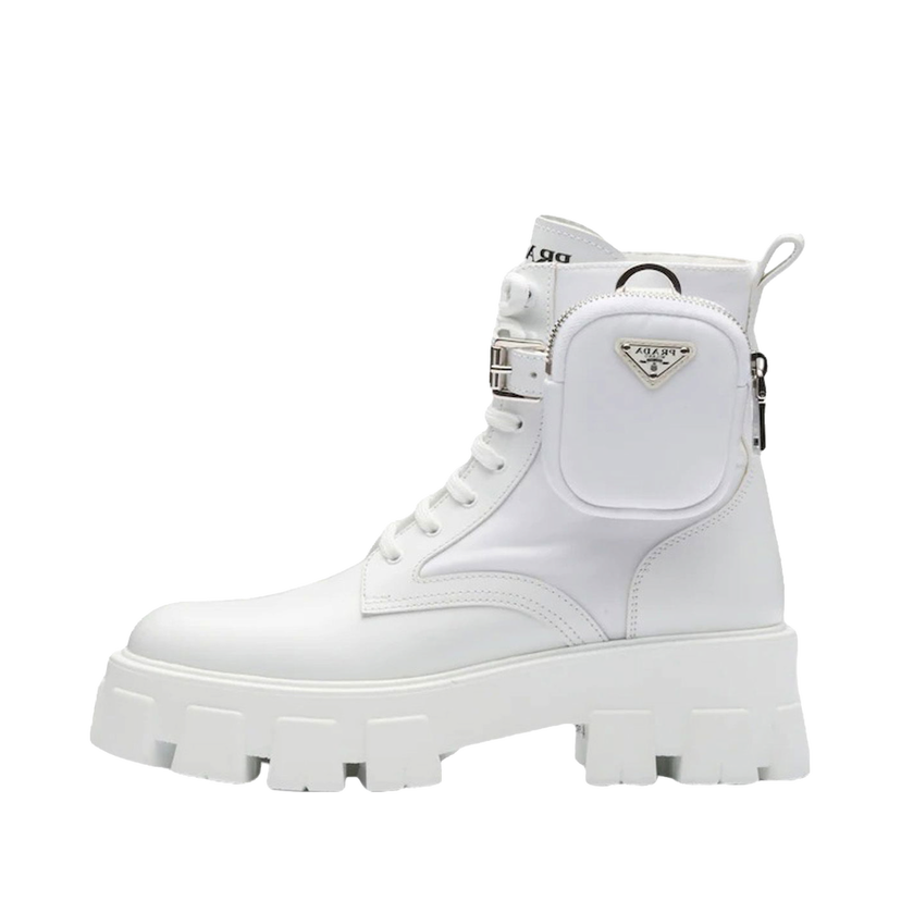 Sneakers og sko Prada Monolith 55mm Pouch Ankle Boots White Leather Hvid | 1T255M_3LJS_F0009_F_B055