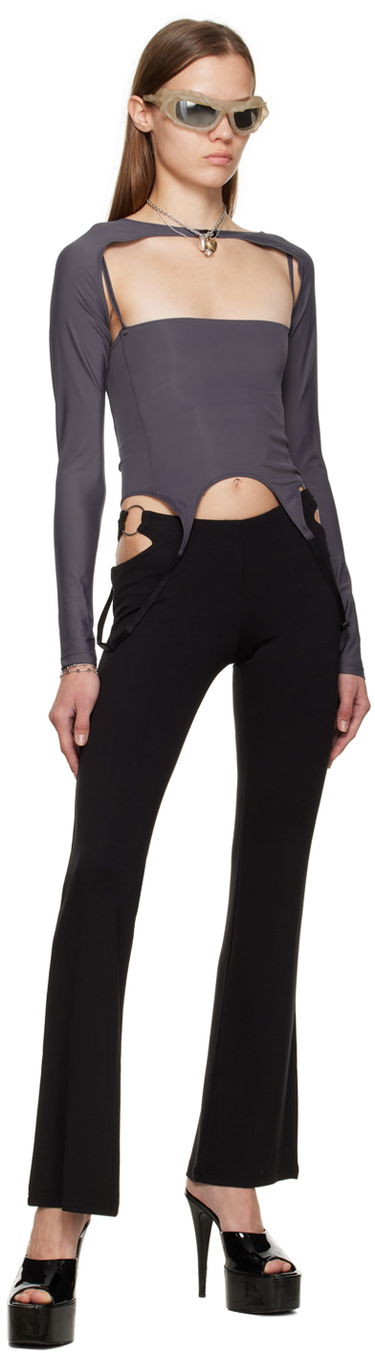 Crop top Miaou Miaou Phoenix Cutout Long Sleeve T-Shirt Grå | 7043TKCHL, 3