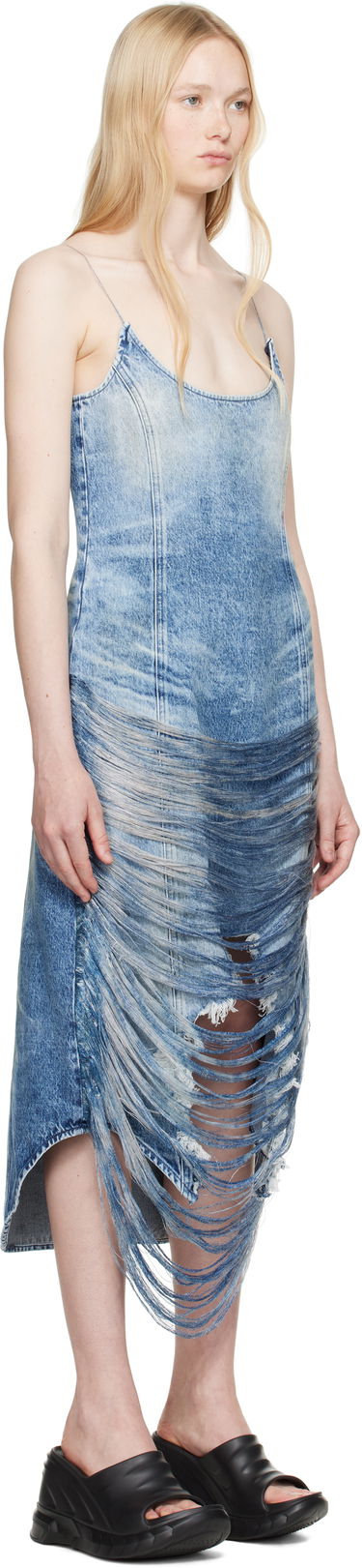 Kjole Diesel Diesel De-Dra-Fsg Frayed Denim Midi Dress Blå | A17930 0CMBM, 1