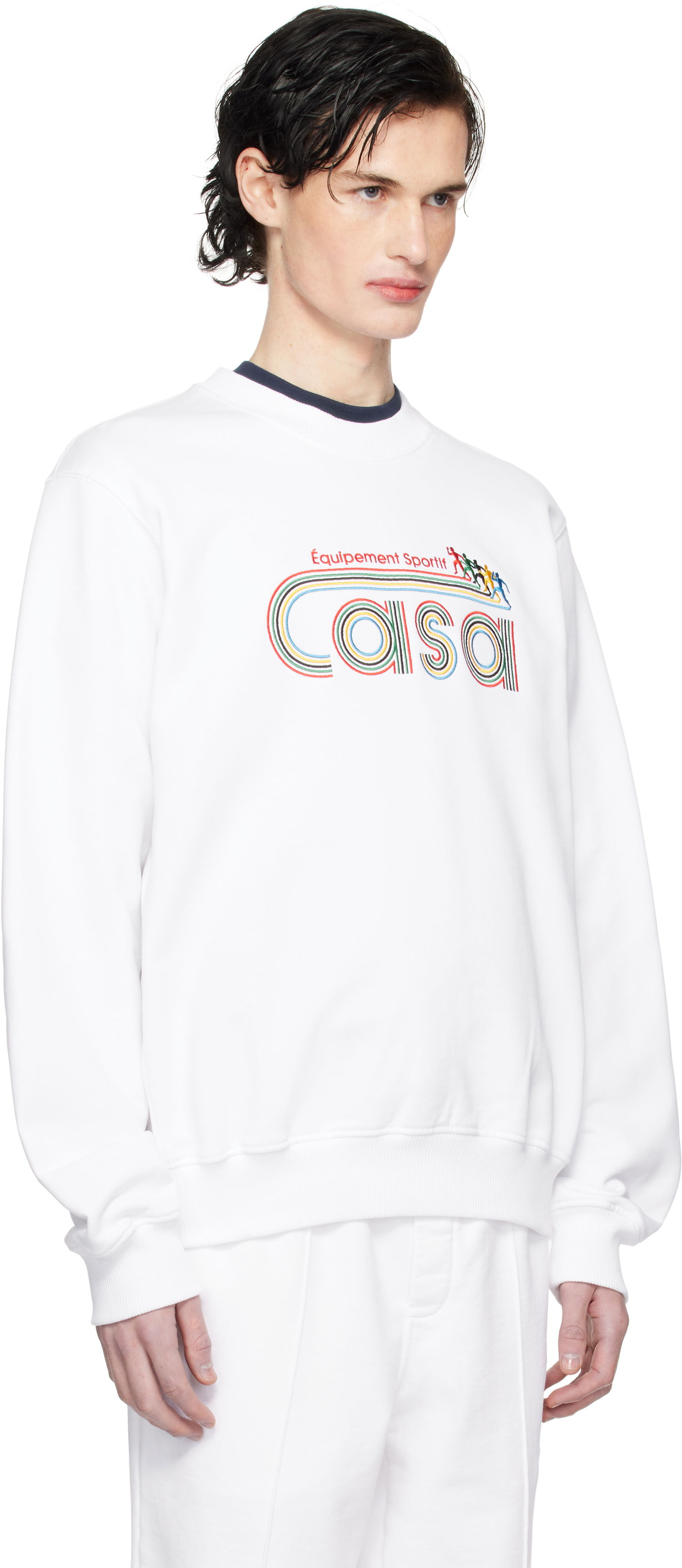 Sweatshirt Casablanca White 'Equipement Sportif' Embroidered Sweatshirt Hvid | MPS25-JTP-293-02, 1