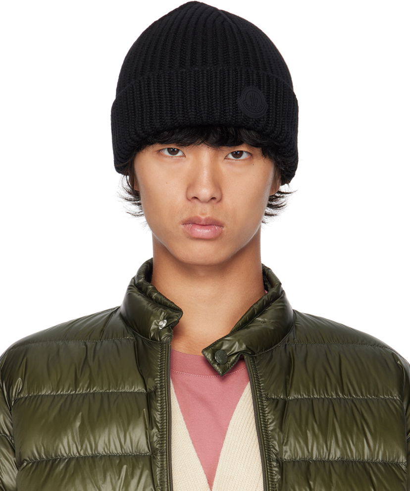 Beanie Moncler Black Wool Beanie Sort | J20913B00030A9538