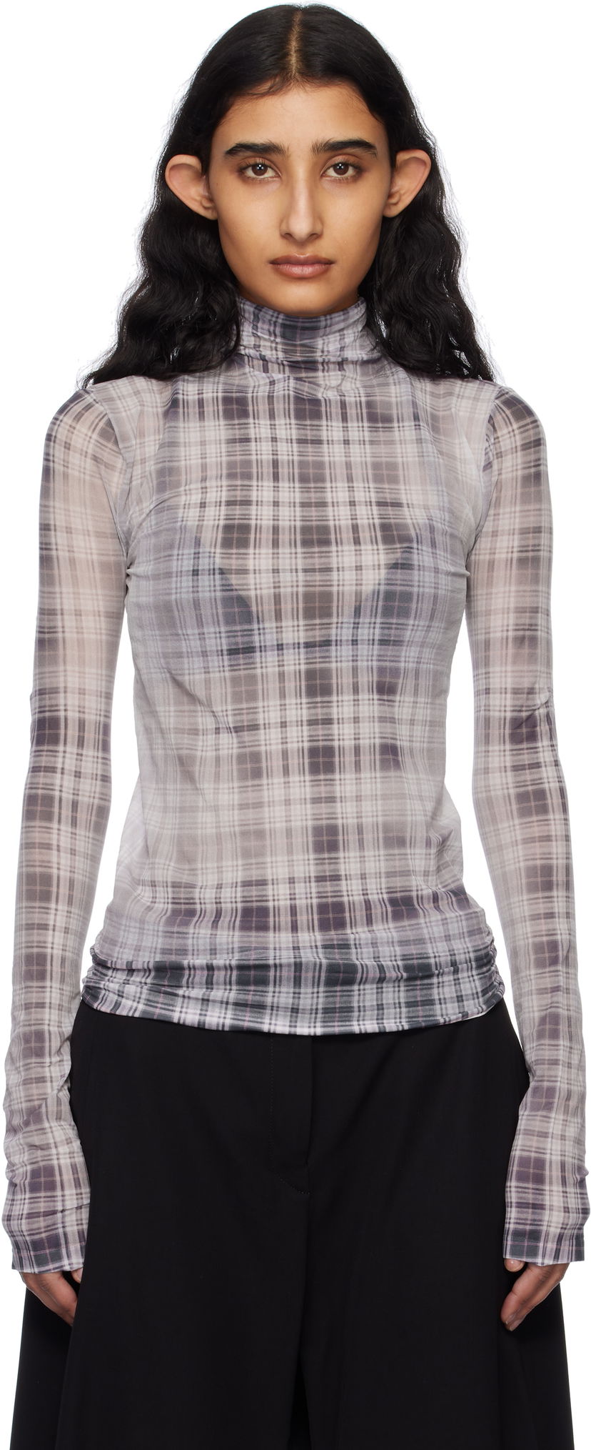 Sweater Acne Studios Acne Studios Seamless Plaid Turtleneck Grå | AL0450-