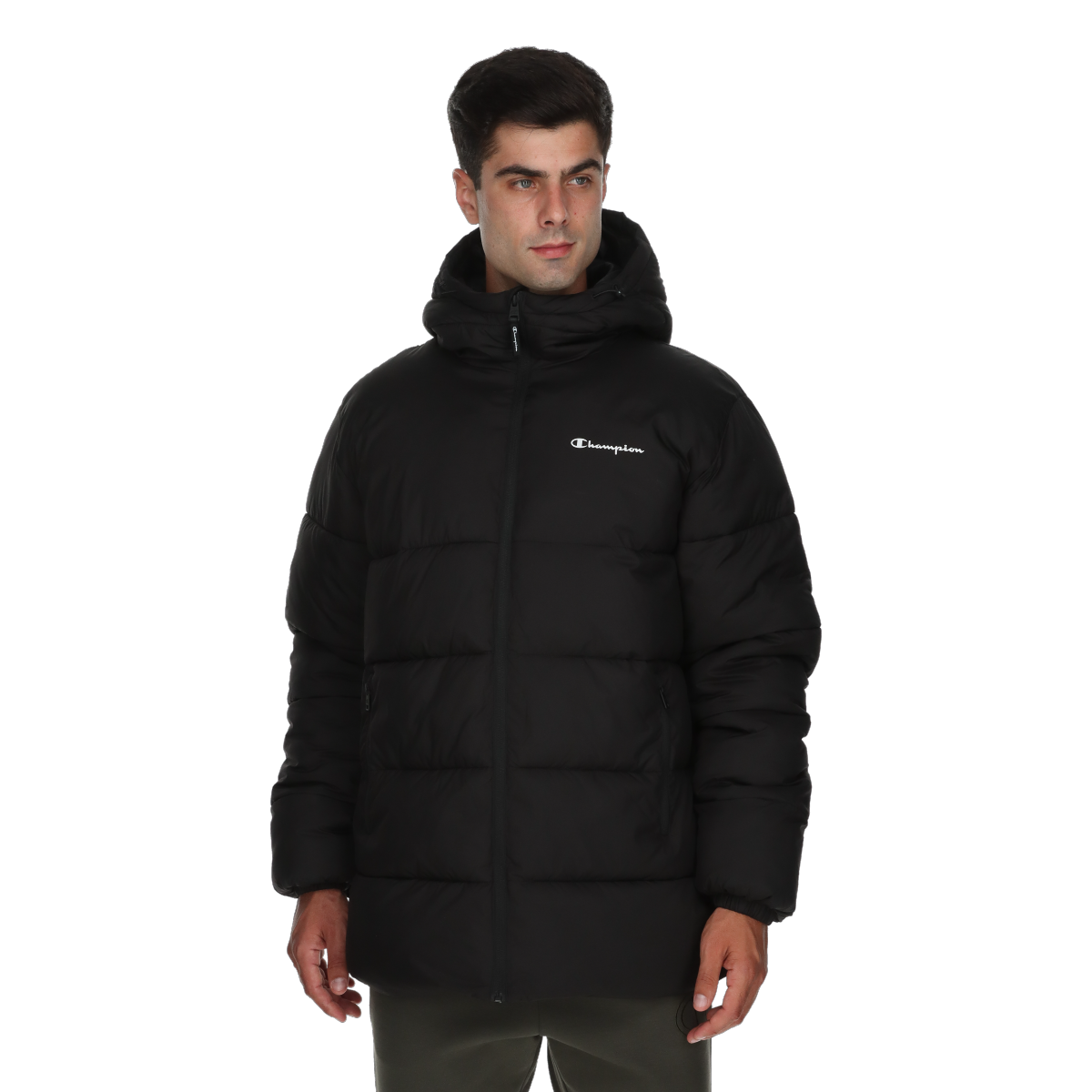 Puffer jakke Champion Andre Hooded Puffer Jacket Sort | CHA253M503-01, 0