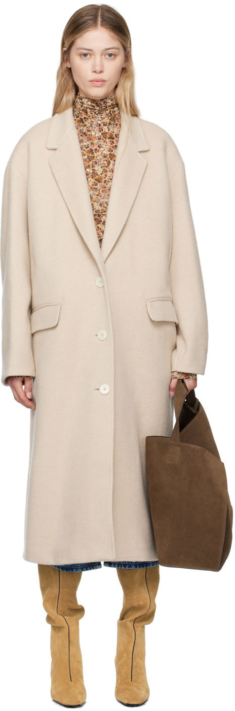 Frakker ISABEL MARANT Ezefia Wool Long Coat Beige | MA0265FA-B3D03I