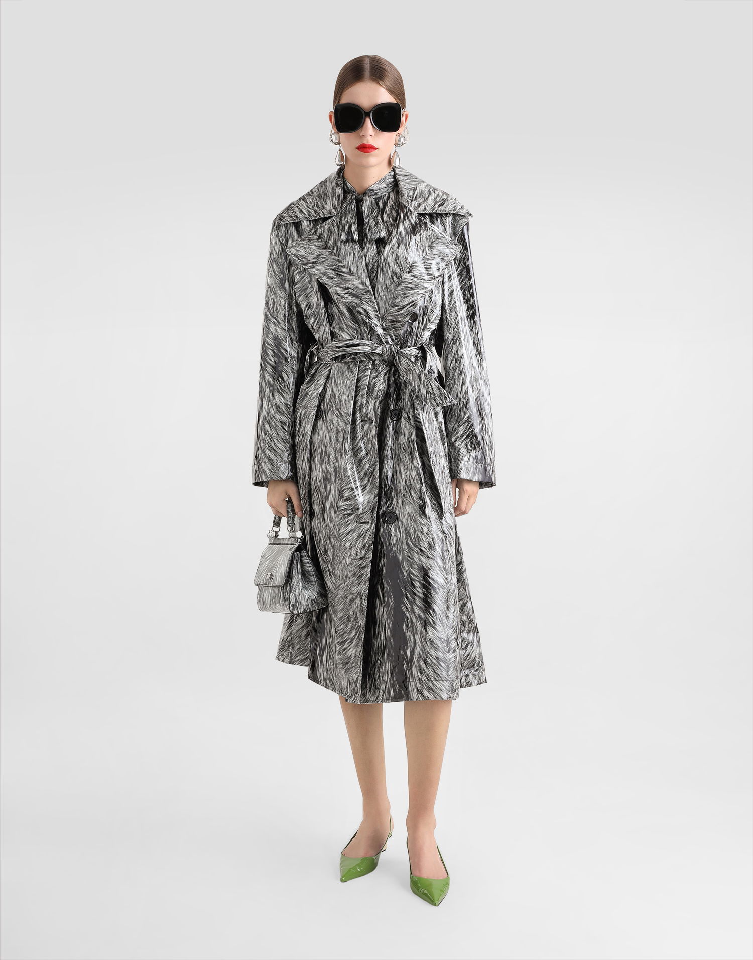 Trenchcoat Dolce & Gabbana Dolce & Gabbana Fur-Print Coated Satin Trench Coat Flerfarvet | F0W2DTFSUBJHI3VQ, 1