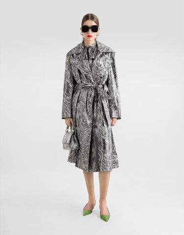 Trenchcoat Dolce & Gabbana Dolce & Gabbana Fur-Print Coated Satin Trench Coat Flerfarvet | F0W2DTFSUBJHI3VQ, 1