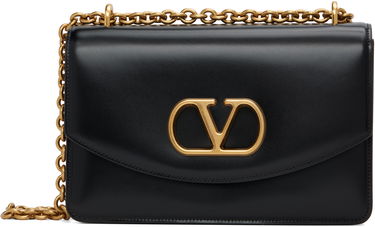 Skuldertaske Valentino Valentino Garavani Logo Calfskin Shoulder Bag Sort | 7Y2B0R16GCB, 0