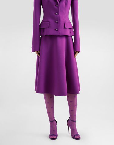 Nederdel Dolce & Gabbana Dolce & Gabbana Double Crêpe Wool Midi A-Line Skirt Lilla | F4C02TFU2L8F0571, 3