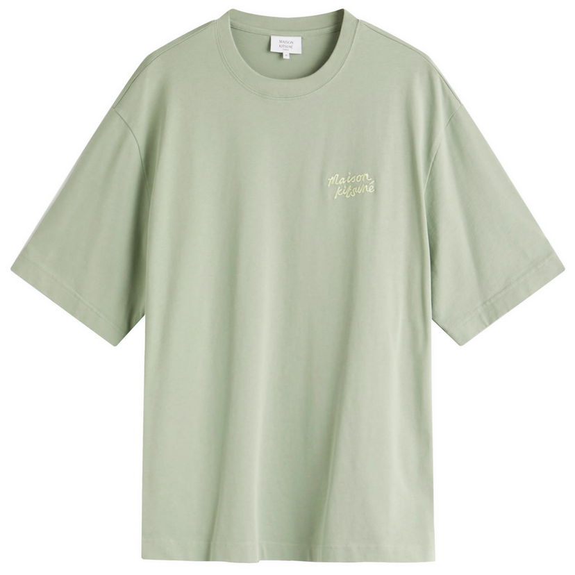 T-shirt MAISON KITSUNÉ Maison Kitsuné Handwriting Embroidery Oversize T-Shirt, Large Grøn | OM00123KJ0119-0078