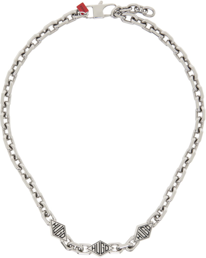Halskæde BOSS Hugo Cable Chain Necklace with Logo Pendants Metalisk | 50538908