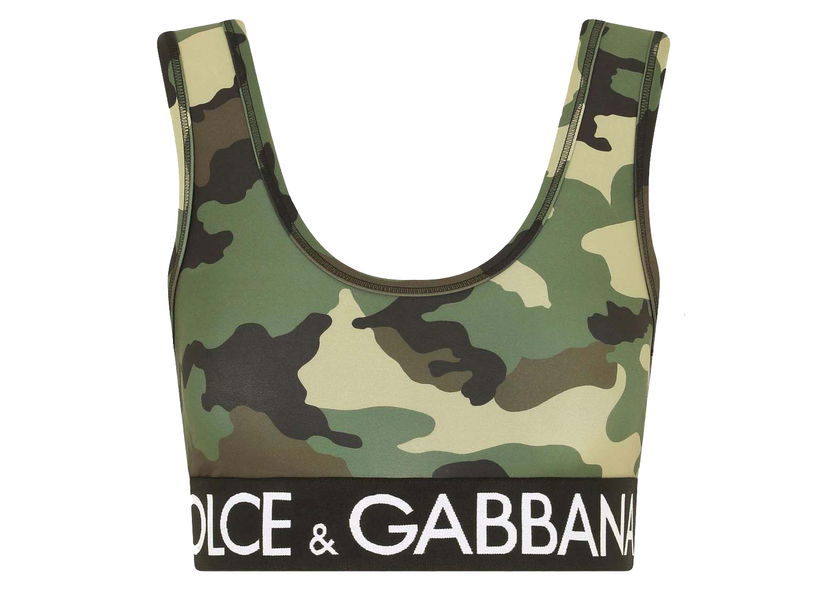 Crop top Dolce & Gabbana Camouflage Print Cropped Top Camouflage Grøn | F75H7TFSG0U