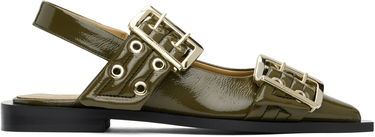 Skopleje GANNI GANNI Buckle Flats Grøn | S2872, 0