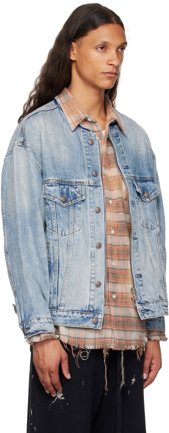 Jakke R13 R13 Collarless Trucker Denim Jacket Blå | R13MD125 D244A, 1
