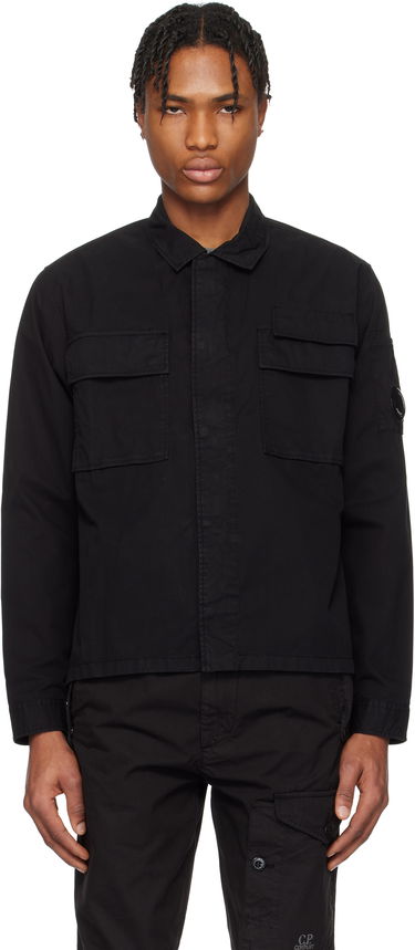 Skjorte C.P. Company C.P. Company Organic Gabardine Utility Lens Shirt Sort | 18CMSH128A-110143G, 0
