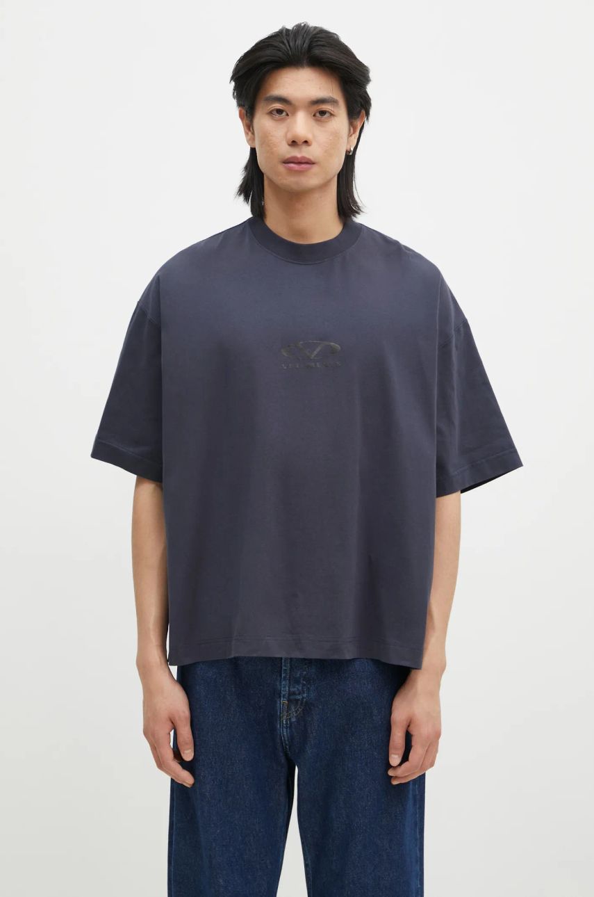 T-shirt VETEMENTS Oval Logo Cropped Boxy T-Shirt Blå | UA66TR600N, 0