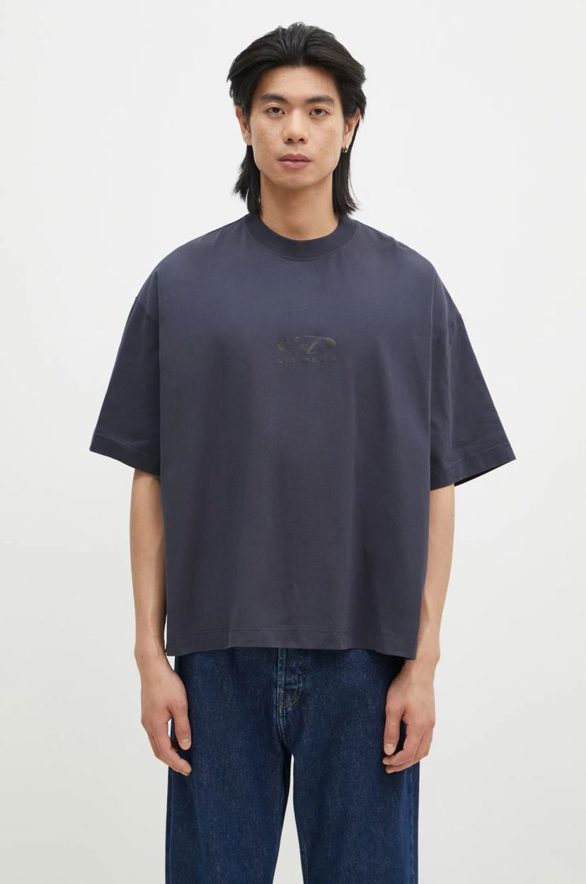 T-shirt VETEMENTS Oval Logo Cropped Boxy T-Shirt Blå | UA66TR600N