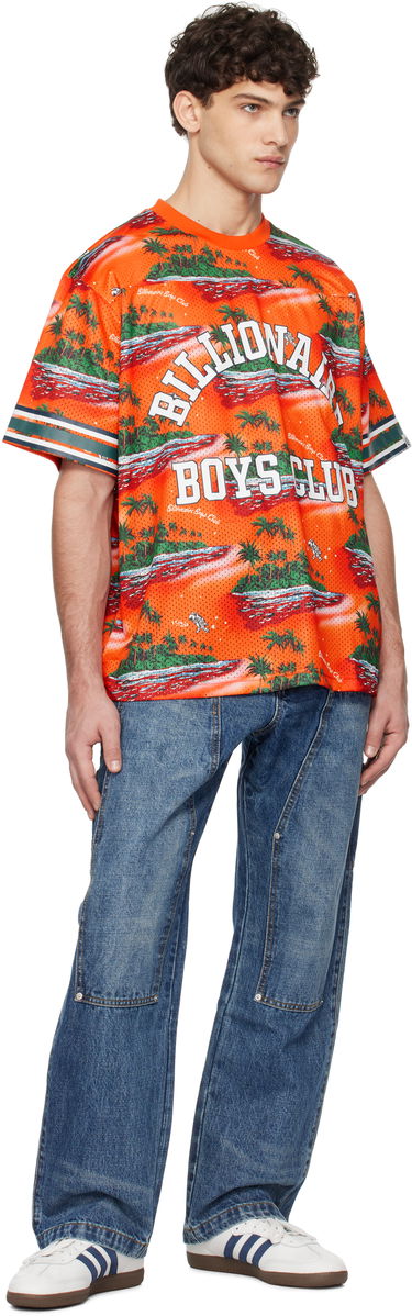 Jersey BILLIONAIRE BOYS CLUB Tropical Island Print Football T-shirt Orange | B24466, 3