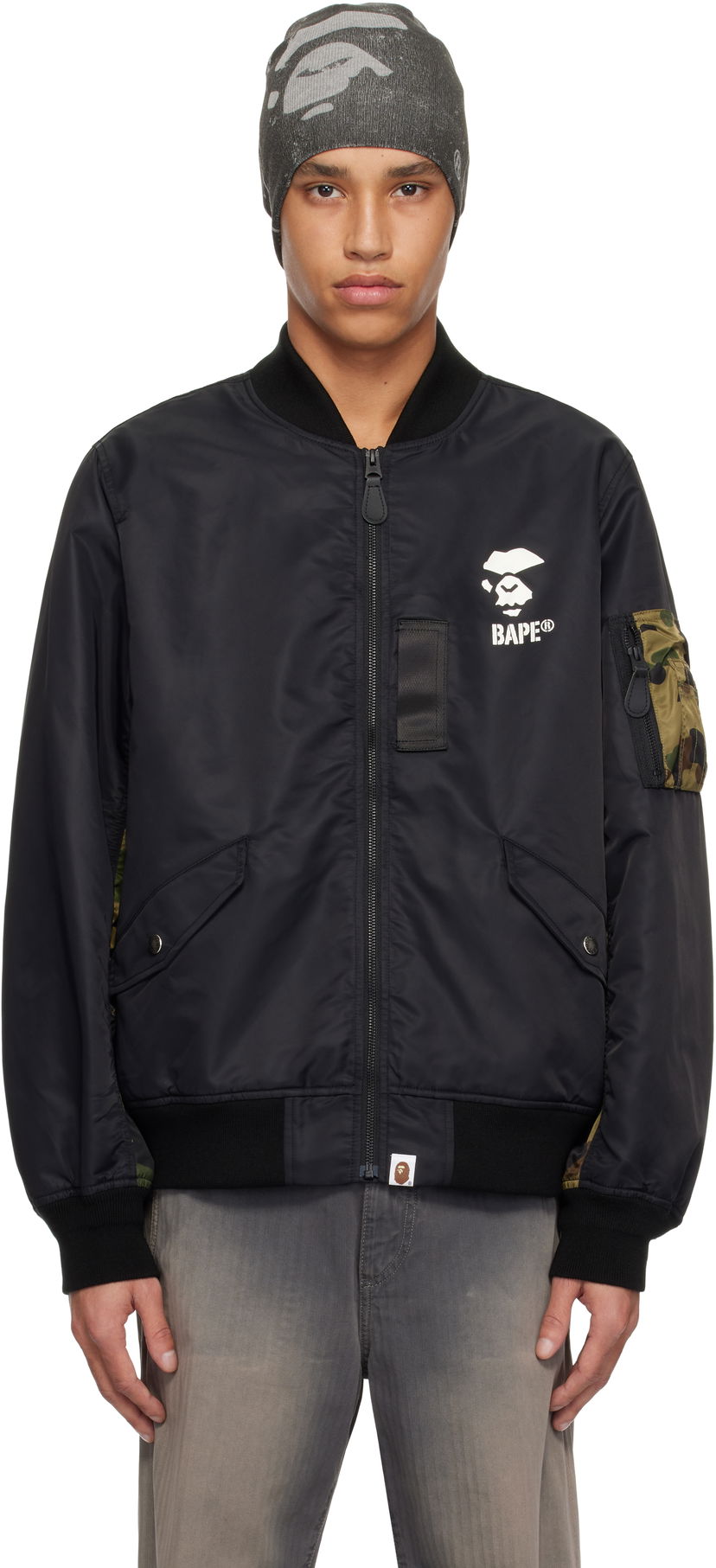 Bomberjakke BAPE A Bathing Ape 1st Camo Bomber Jacket Sort | 001LJK801006M