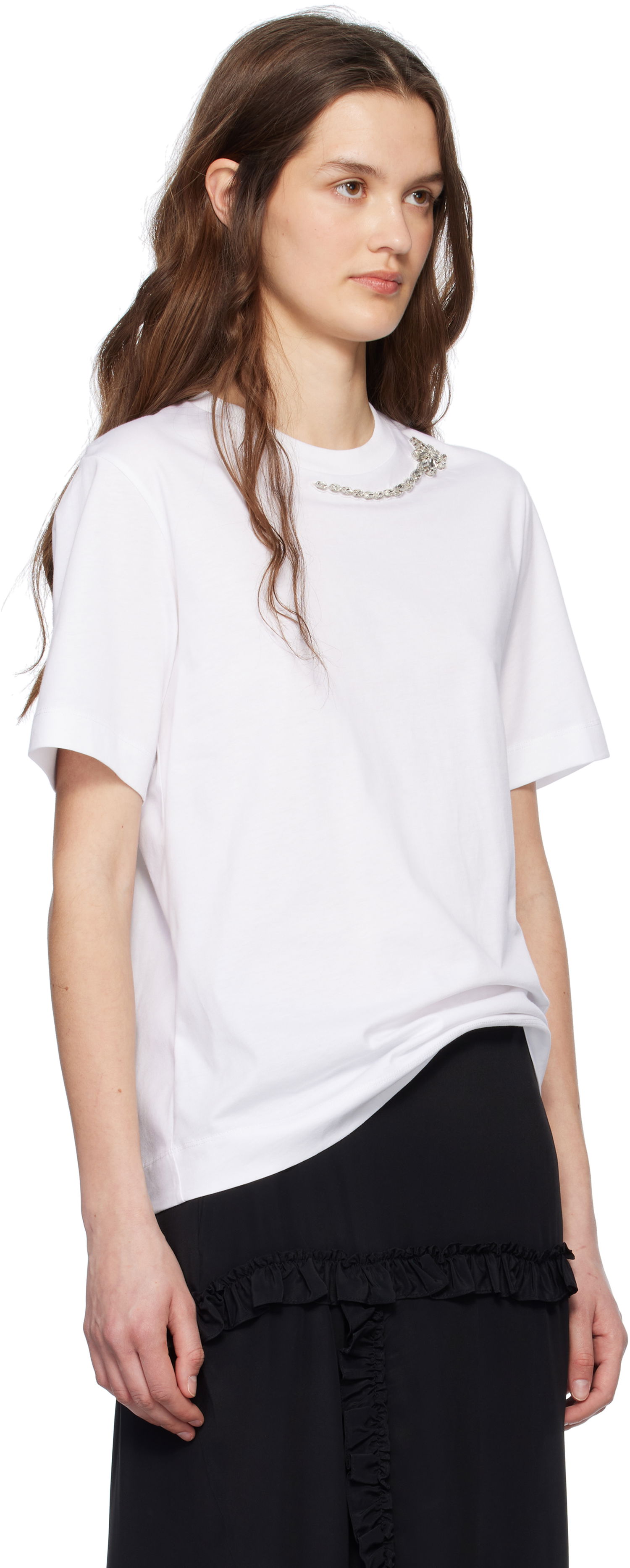 T-shirt Simone Rocha Simone Rocha Embellished Flower T-Shirt Hvid | 5342B 0553, 1