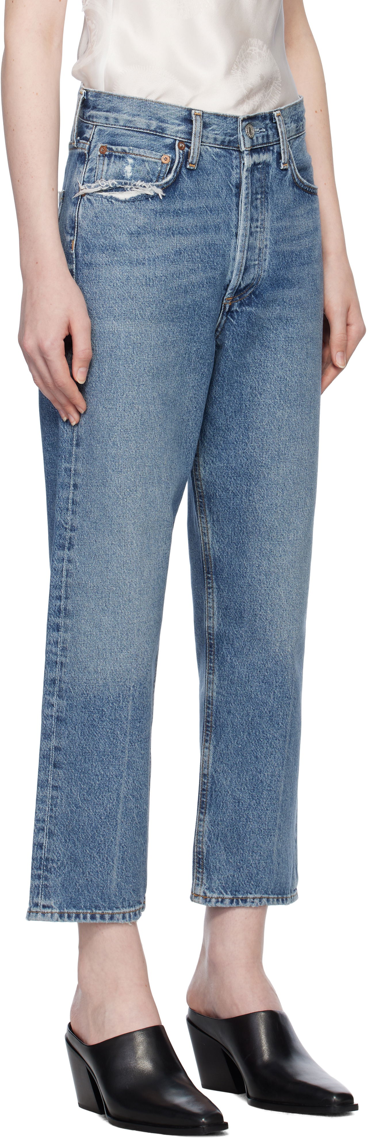 Jeans AGOLDE 90's Crop Mid Rise Straight Jeans Blå | A173F-1206, 1