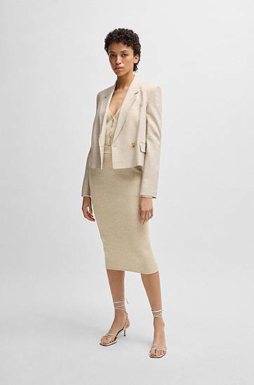 Sweater BOSS BOSS Long Ribbed Cardigan Beige | 50534146, 1