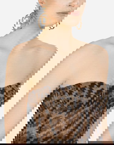 Crop top Dolce & Gabbana Leopard-print Tulle Bustier Flerfarvet | F73V4TFSEGZHY13M, 3