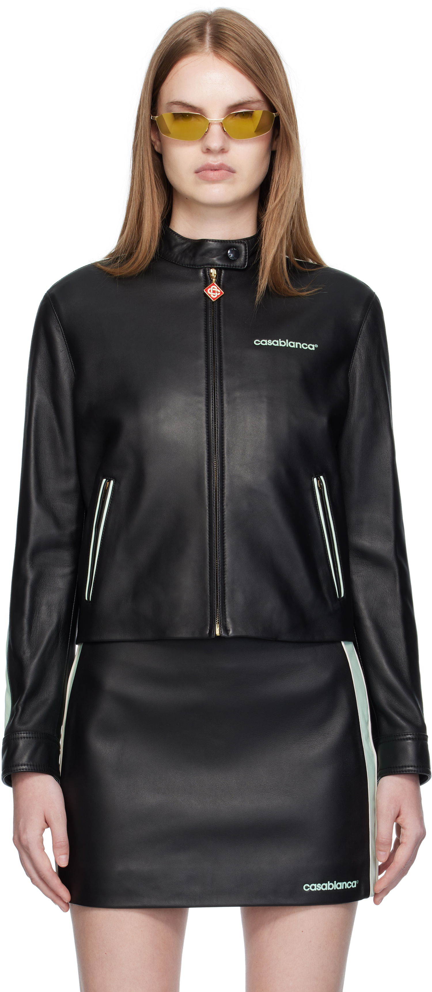 Jakke Casablanca Casablanca Leather Racer Jacket Sort | WPF25-JK-400-01, 0