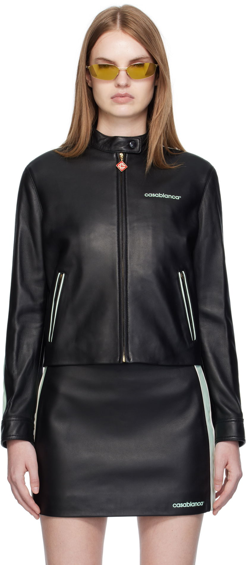 Jakke Casablanca Casablanca Leather Racer Jacket Sort | WPF25-JK-400-01