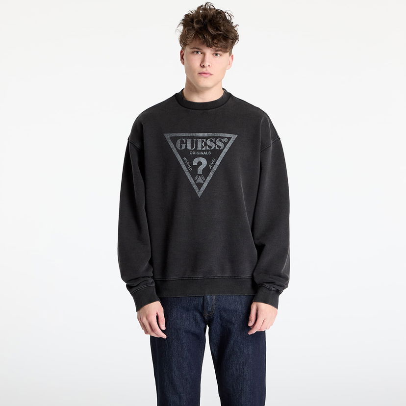 Sweater GUESS GUESS Originals Eco Vintage Triangle Crewneck Sweatshirt Sort | M5GQ35K68I4-JTMU