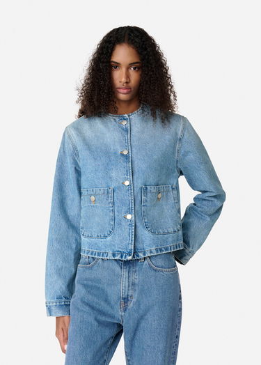 Jakke AXEL ARIGATO Collarless Denim Jacket Blå | A3051001, 8