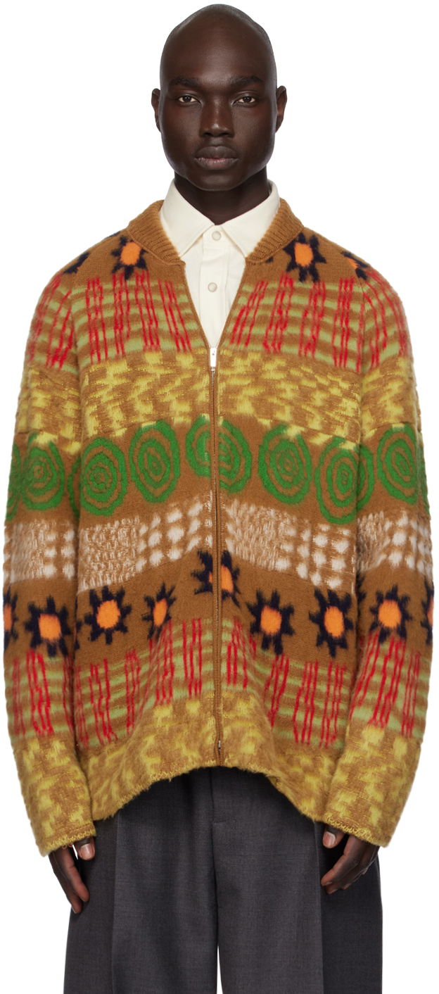 Sweater ZEGNA Zegnia x The Elder Statesman Zip Cardigan Brun | TCS70A6-OWR