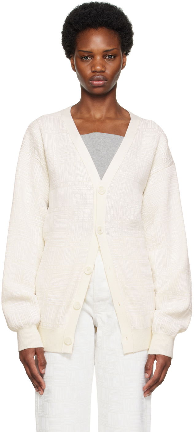 Sweater VETEMENTS Barcode Knit Cardigan Hvid | VL14KN600W