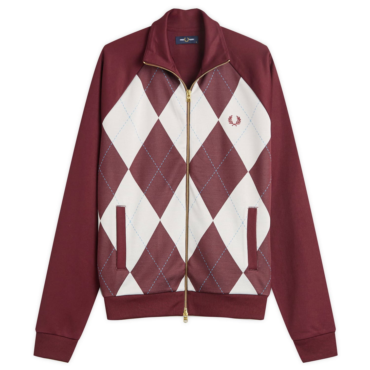 Jakke Fred Perry Fred Perry Argyle Track Jacket, Size Large Bourgogne | J1319-597, 0