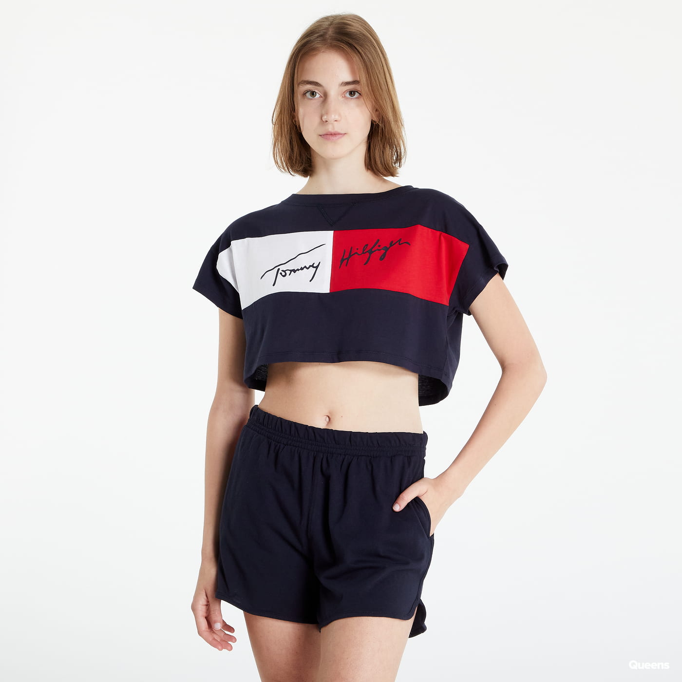 Crop top Tommy Hilfiger Cropped T-shirt Mørkeblå | UW0UW03467-DW5, 0