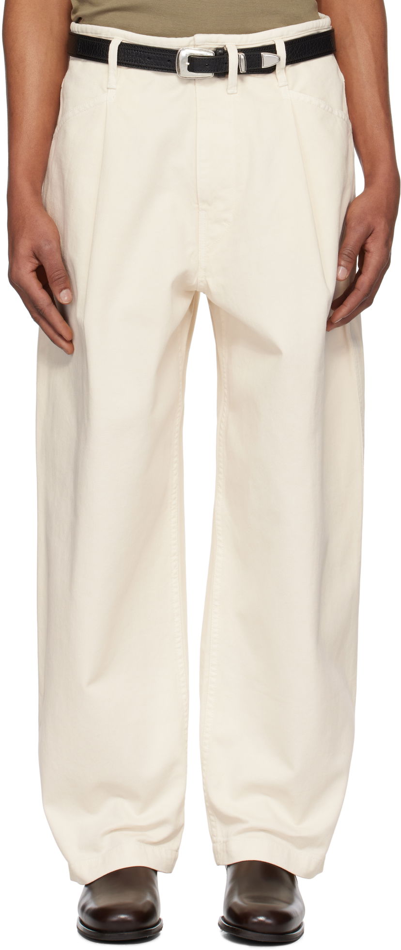 Bukser LEMAIRE Lemaire Pleated Workwear Pants Hvid | PA1201 LD1034