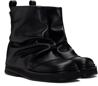 Tøj The Attico Attico Mini Robin Slouch Leather Boots Sort | 247WSH00832 LBT019AA, 3