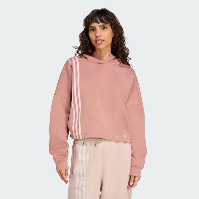 Sweatshirt adidas Performance Off Placed 3-Stripes Cropped Hoodie Lyserød | JW3601