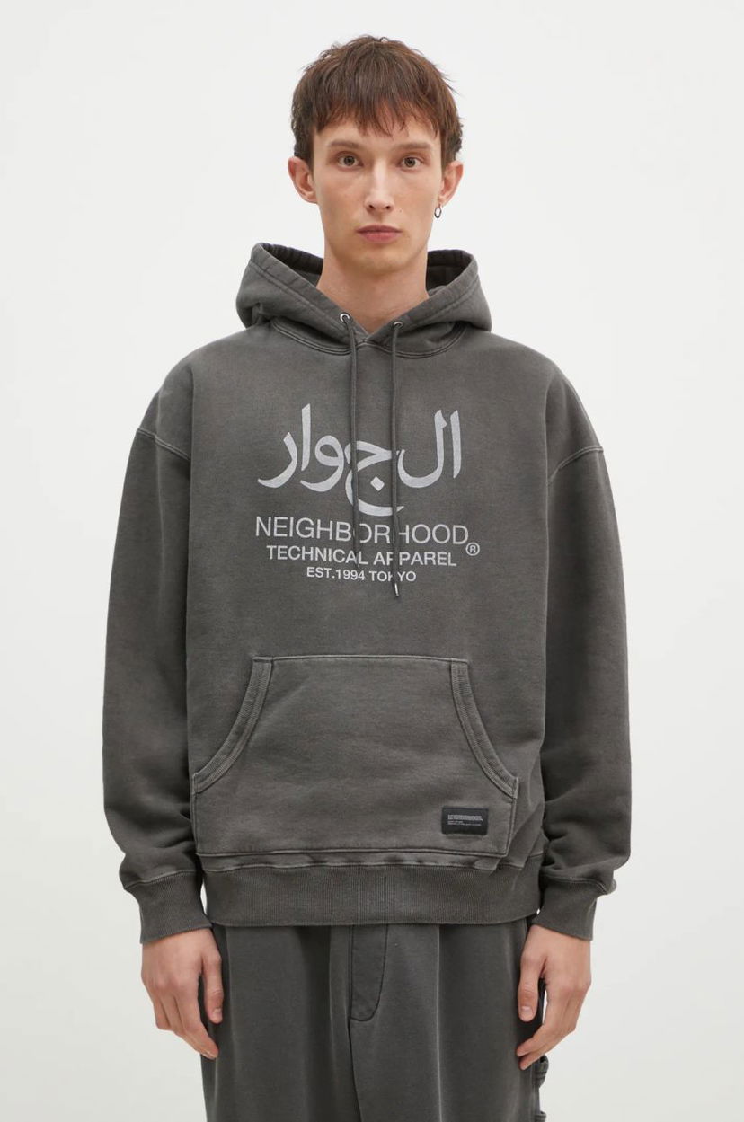 Sweatshirt Neighborhood Pigment Dyed Graphic Print Hoodie Grå | 242UNNH.CSM02