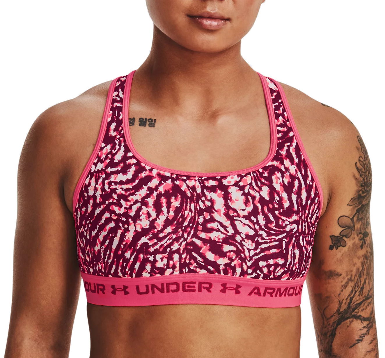 Bh Under Armour Crossback Mid Print Bra Lyserød | 1361042-975, 0