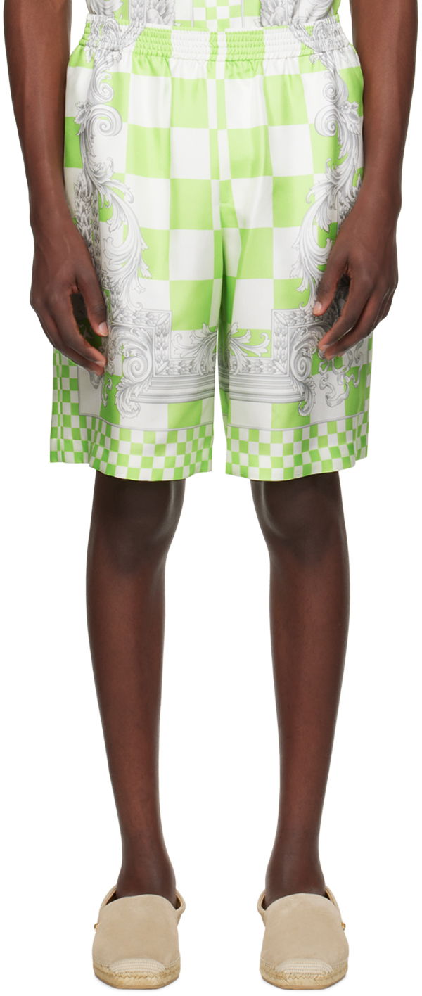 Shorts Versace Green & White Medusa Contrasto Shorts Grøn | 1002476_1A10864