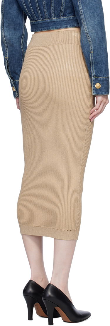 Nederdel Balmain Ribbed Knit Midi Skirt Beige | EF1LD022KI10, 2