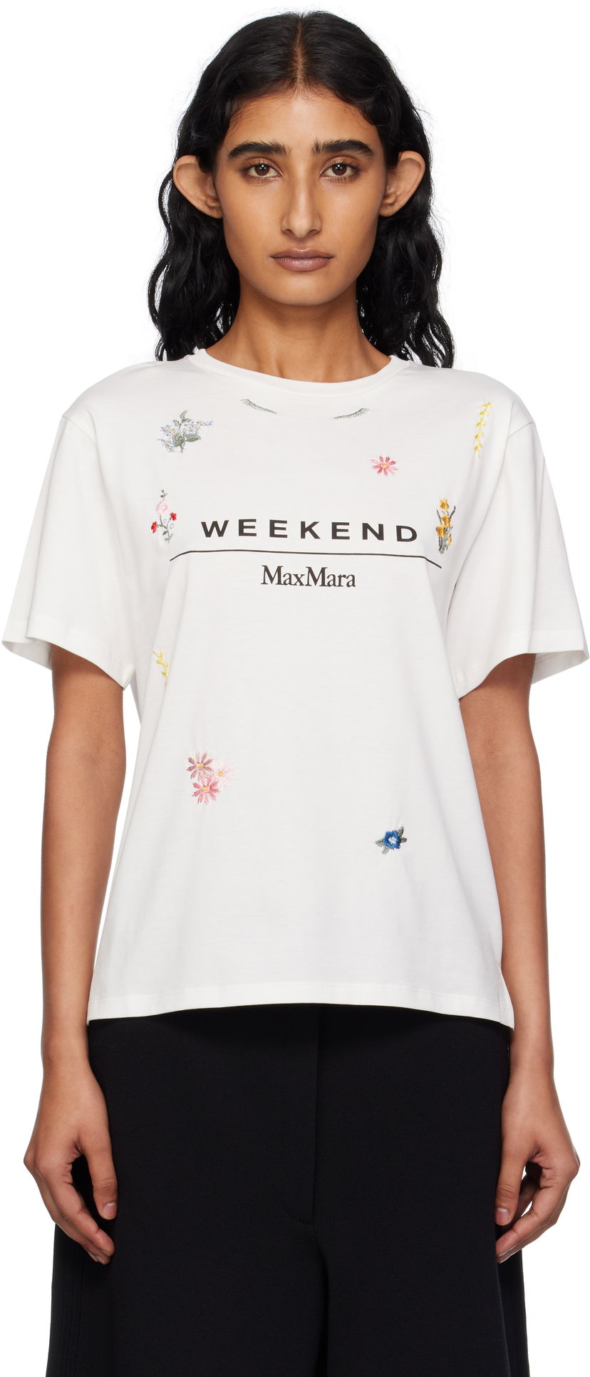 T-shirt Max Mara Weekend Max Mara Olga Floral Embroidered T-Shirt Hvid | 2515971042600